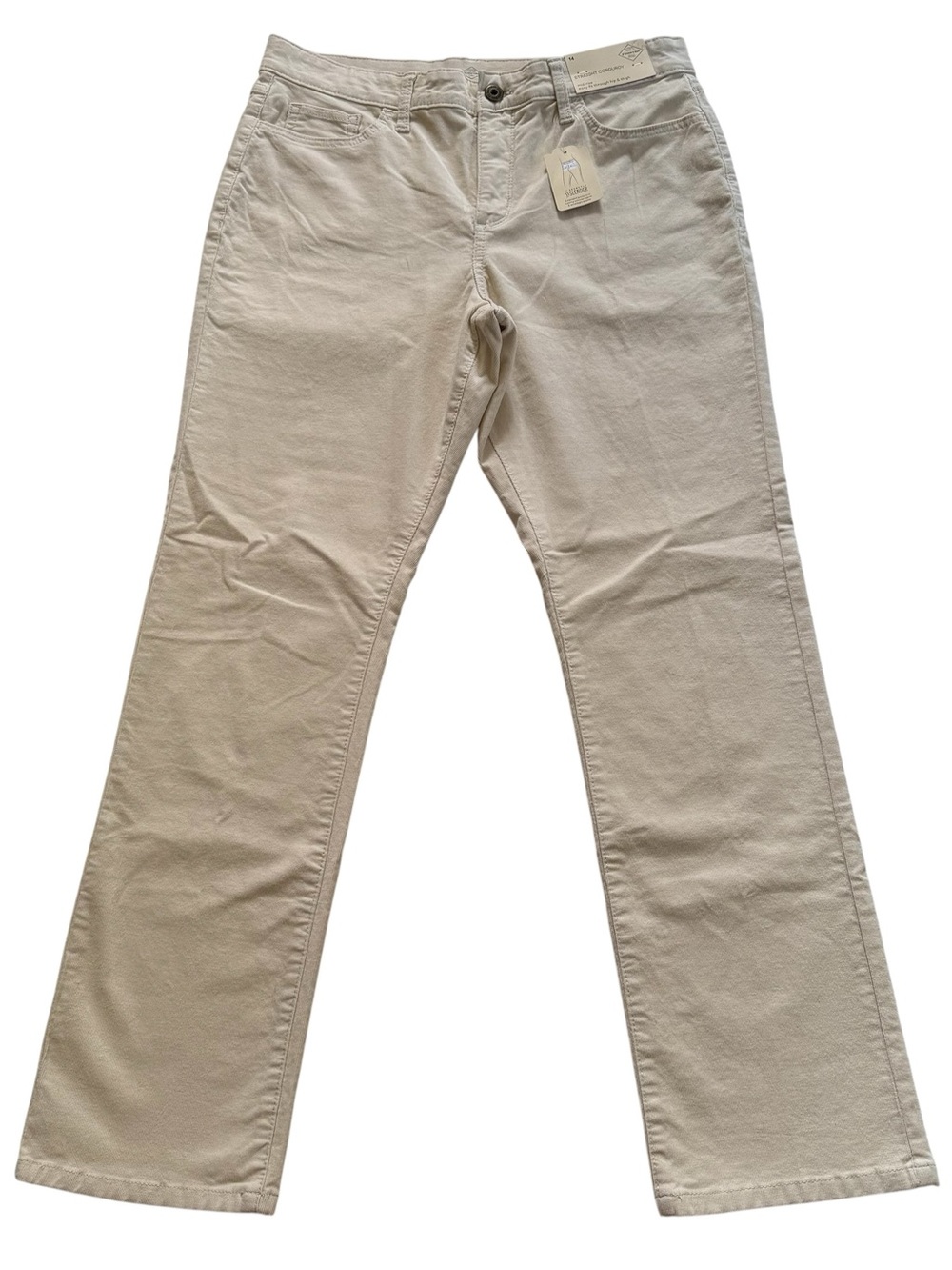 NWT St. John’s Bay Straight Corduroy Mid Rise Secretly Slender Pants Size 14